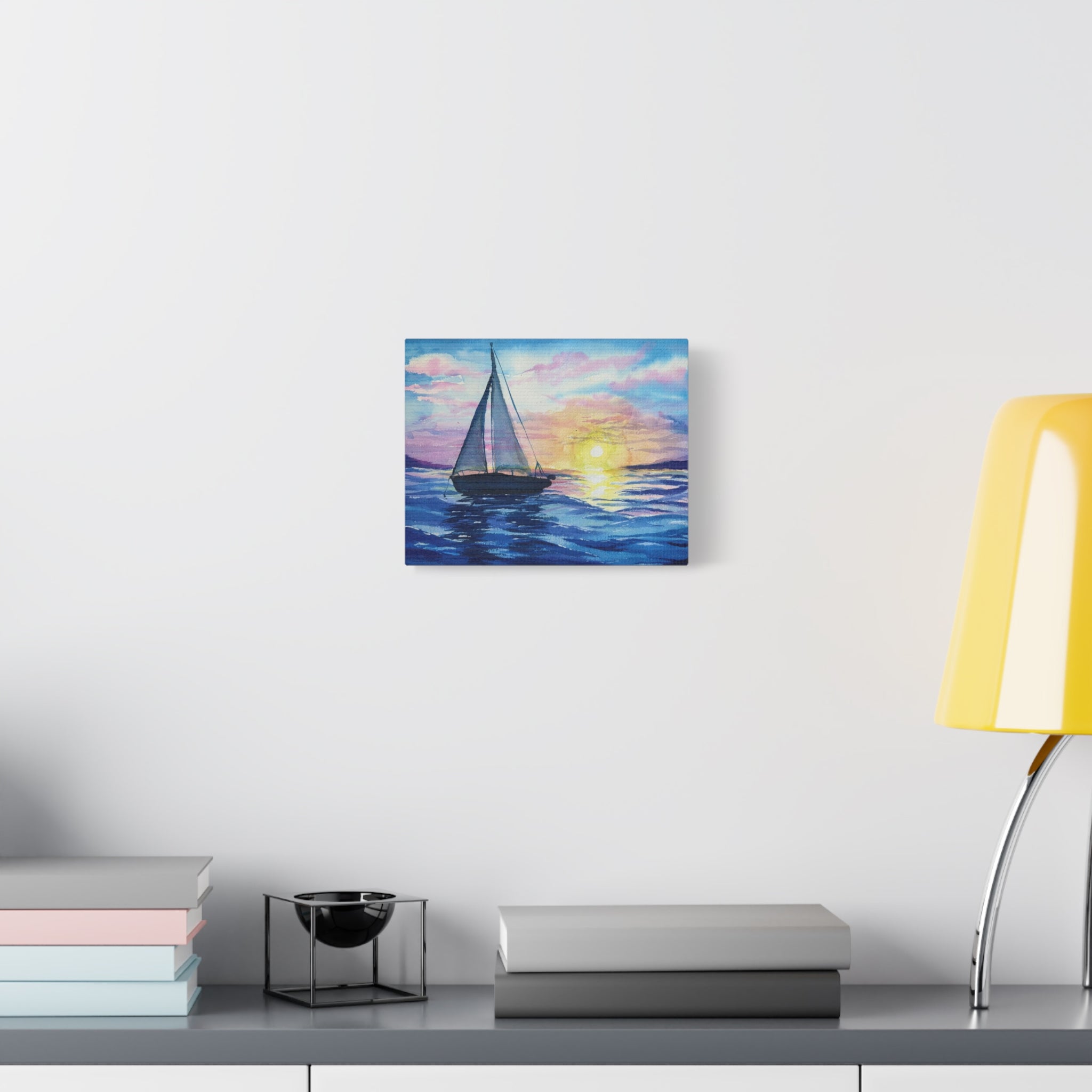 Sailboat Sunset Matte Canvas Wall Art — Stretched Nautical Seascape Print